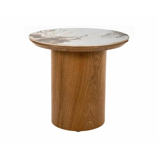 Стол журнальный кофейный Rondo ø45 см Белый / Дуб 1