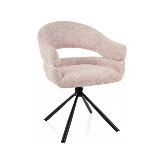 Стул кухонный обеденный мягкий Borgo Leo Светло-бежевая ткань / Черный каркас 6