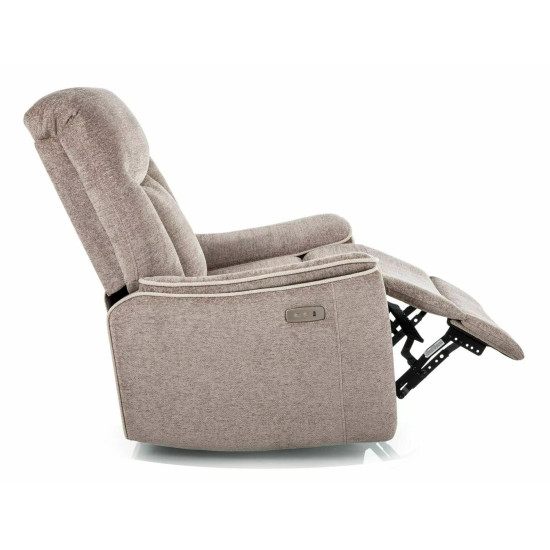 Кресло реклайнер электрическое Odys Raven Темно-бежевая ткань / Черный каркас 5