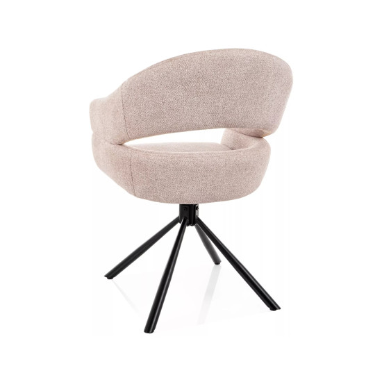 Стул кухонный обеденный мягкий Borgo Leo Светло-бежевая ткань / Черный каркас 3