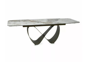 Стол обеденный раскладной кухонный Infinity Ceramic (160–240)×95 см Керамика Белый / Медный каркас