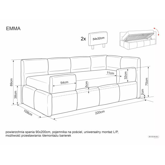 Кровать односпальная мягкая Emma Raven 90×200 Темно-бежевая ткань 4