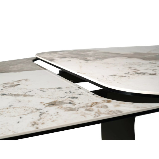 Стол обеденный раскладной кухонный Infinity Ceramic (160–240)×95 см Керамика Белый / Медный каркас 10