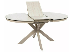 Стол обеденный кухонный раскладной Porto Ceramic (120–160)×120 см Керамика Беж / Кашемир каркас