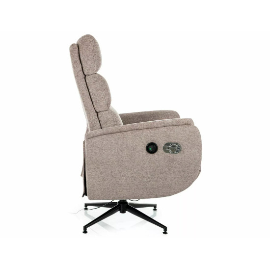 Кресло реклайнер электрическое Fenix Raven Темно-бежевая ткань / Черный каркас 7