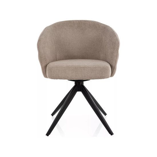 Стул кухонный обеденный мягкий Ores Бежевая ткань / Черный каркас 2