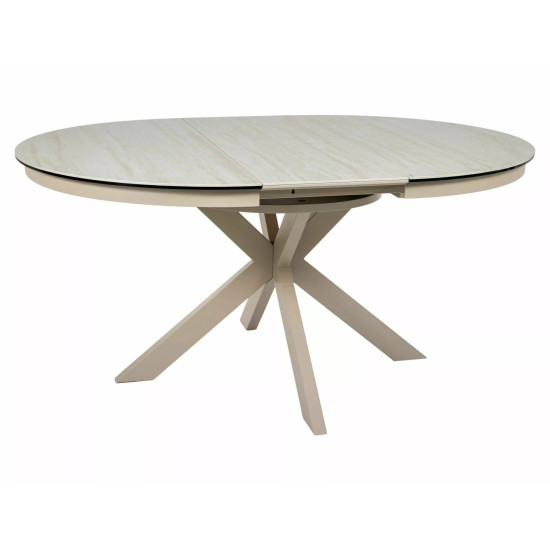 Стол обеденный кухонный раскладной Porto Ceramic (120–160)×120 см Керамика Беж / Кашемир каркас 4