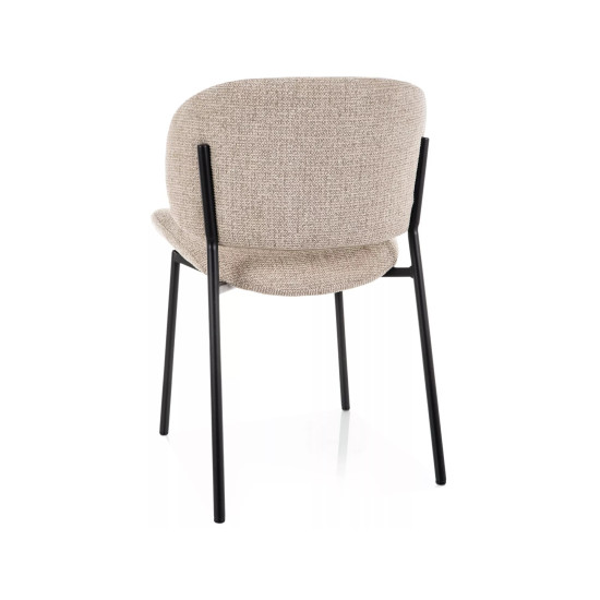 Стул кухонный обеденный мягкий Kiso Noelle Бежевая ткань / Черный каркас 3