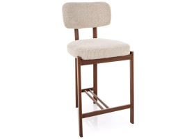 Полубарный кухонный стул Misaki H-2 Светло-бежевая ткань / Орех каркас