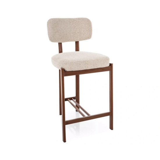 Полубарный кухонный стул Misaki H-2 Светло-бежевая ткань / Орех каркас 1