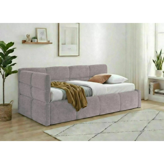 Кровать односпальная мягкая Emma Raven 90×200 Пудро-розовая ткань 3