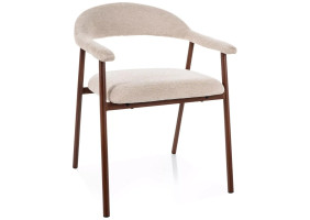 Стул кухонный обеденный мягкий Lagos D Raven Бежевая ткань / Орех каркас