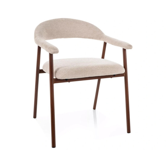 Стул кухонный обеденный мягкий Lagos D Raven Бежевая ткань / Орех каркас 1