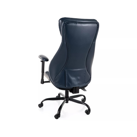 Кресло офисное компьютерное поворотное Q-092 Темно-синяя экокожа / Черный каркас 2