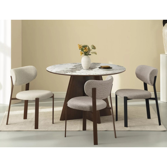 Стол обеденный кухонный Alzano Ceramic ø120 см МДФ + керамика Белый / Орех каркас 5