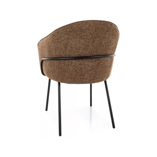 Стул кухонный обеденный мягкий Nao Noelle Капучино ткань / Черный каркас 3