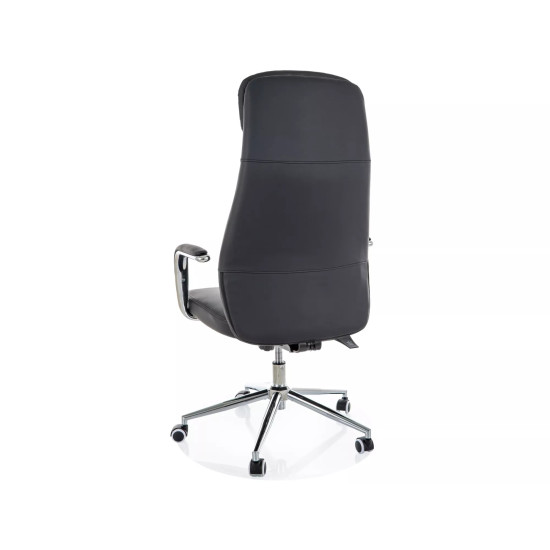 Кресло офисное компьютерное поворотное Q-05 Черная экокожа / Хром каркас 2