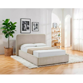 Кровать двухспальная мягкая Lumia Raven 160×200 Бежевая ткань