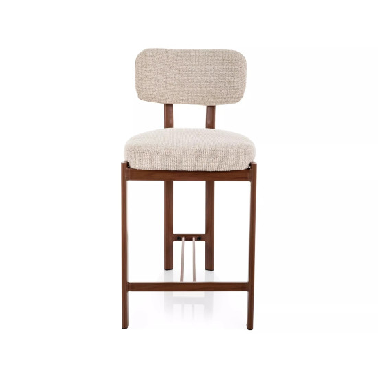 Полубарный кухонный стул Misaki H-2 Светло-бежевая ткань / Орех каркас 2