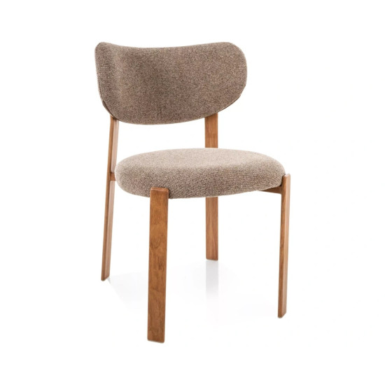 Стул кухонный обеденный мягкий Rin D Капучино ткань / Дуб каркас 1