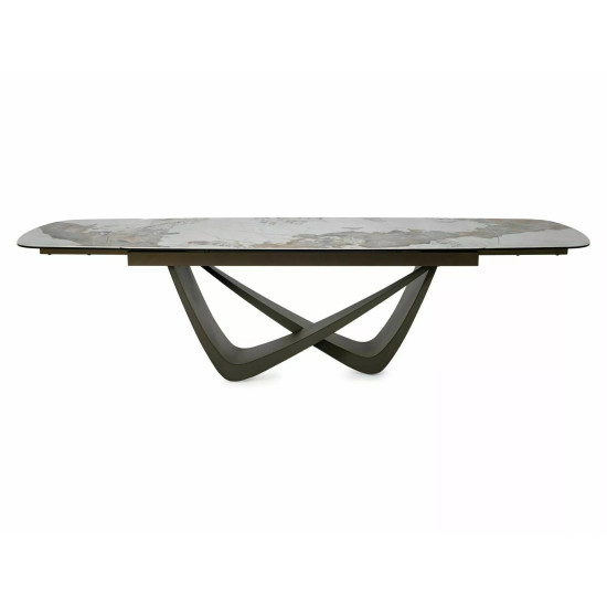 Стол обеденный раскладной кухонный Maranello Ceramic (200–290)×98 см Керамика Белый / Медный каркас 4