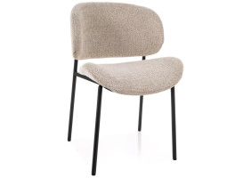 Стул кухонный обеденный мягкий Kiso Noelle Бежевая ткань / Черный каркас