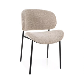 Стул кухонный обеденный мягкий Kiso Noelle Бежевая ткань / Черный каркас