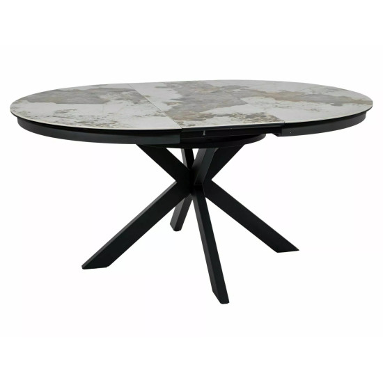 Стол обеденный кухонный складной Porto Ceramic (120–160)×120 см Керамика Белый / Черный каркас 4