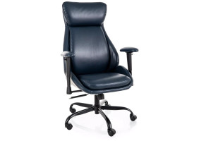 Кресло офисное компьютерное поворотное Q-092 Темно-синяя экокожа / Черный каркас