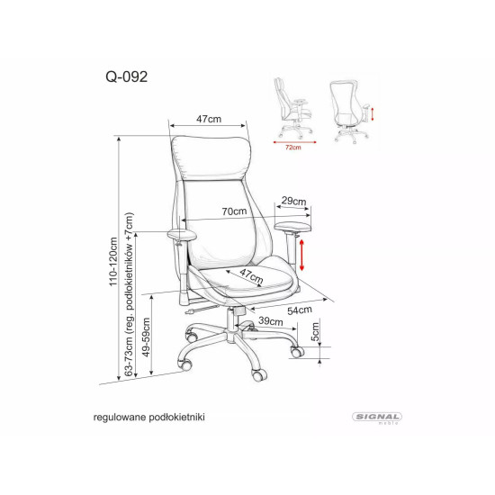 Кресло офисное компьютерное поворотное Q-092 Темно-синяя экокожа / Черный каркас 5