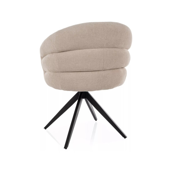Стул кухонный обеденный мягкий Ores Светло-бежевая ткань / Черный каркас 2
