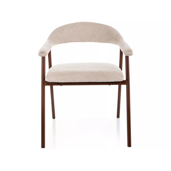 Стул кухонный обеденный мягкий Lagos D Raven Бежевая ткань / Орех каркас 2