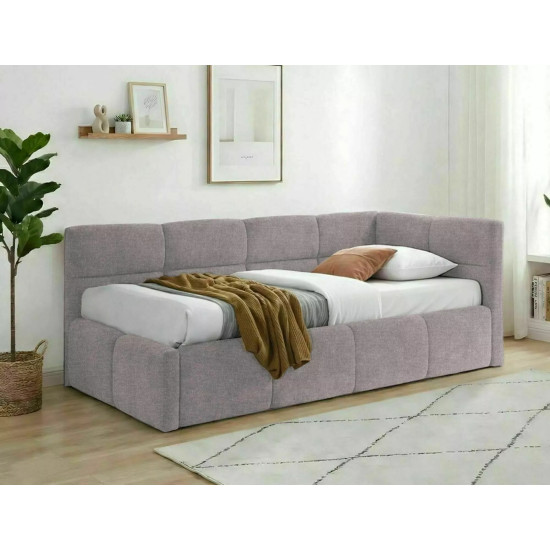 Кровать односпальная мягкая Emma Raven 90×200 Пудро-розовая ткань 2