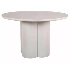 Стол обеденный кухонный Rosalia ø120 см МДФ + микроцемент Светло-серый / Светло-серый каркас