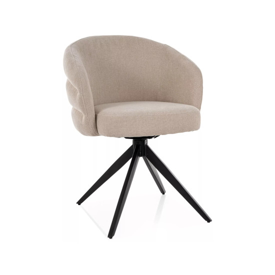 Стул кухонный обеденный мягкий Ores Светло-бежевая ткань / Черный каркас 5