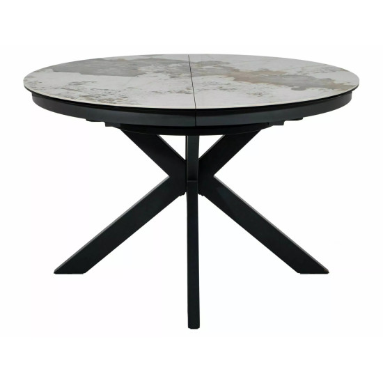 Стол обеденный кухонный складной Porto Ceramic (120–160)×120 см Керамика Белый / Черный каркас 2