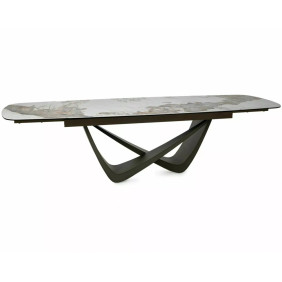 Стол обеденный раскладной кухонный Maranello Ceramic (200–290)×98 см Керамика Белый / Медный каркас