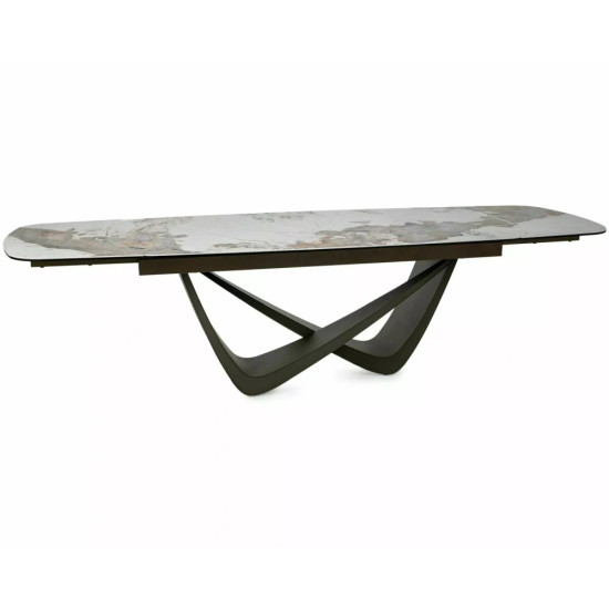 Стол обеденный раскладной кухонный Maranello Ceramic (200–290)×98 см Керамика Белый / Медный каркас 1