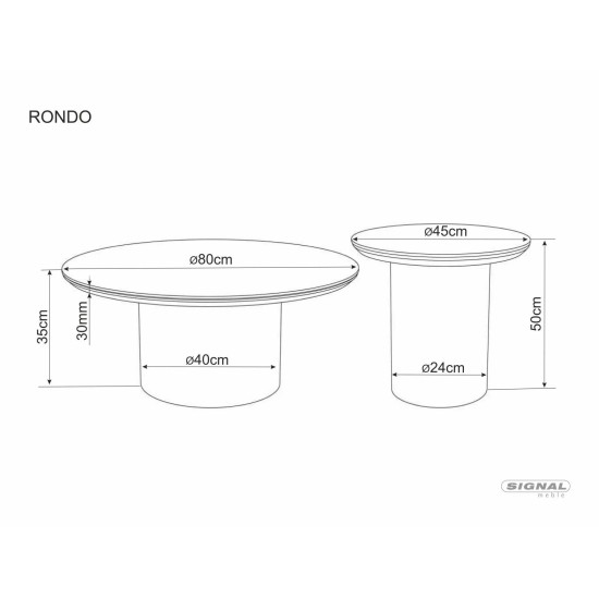 Стол журнальный кофейный Rondo ø80 см Белый / Дуб 3