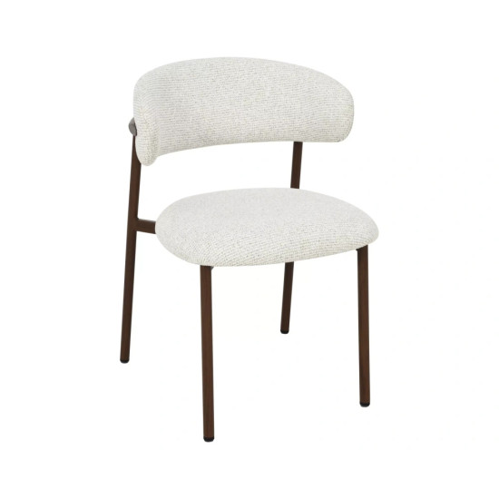 Стул кухонный обеденный мягкий Elton Ii Светло-бежевая ткань / Орех каркас 1