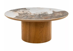 Стол журнальный кофейный Rondo ø80 см Белый / Дуб