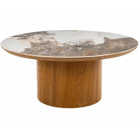 Стол журнальный кофейный Rondo ø80 см Белый / Дуб