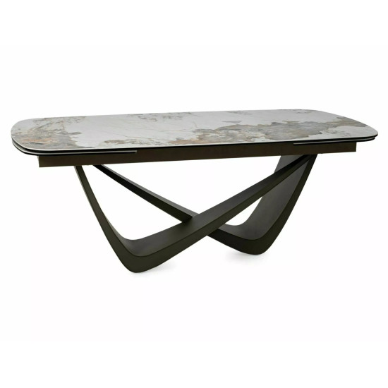 Стол обеденный раскладной кухонный Maranello Ceramic (200–290)×98 см Керамика Белый / Медный каркас 3