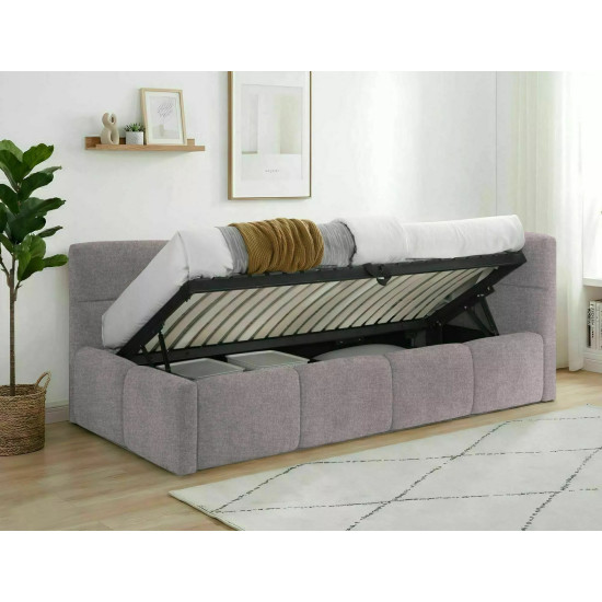 Кровать односпальная мягкая Emma Raven 90×200 Пудро-розовая ткань 5