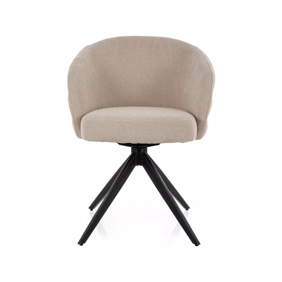 Стул кухонный обеденный мягкий Ores Светло-бежевая ткань / Черный каркас 3
