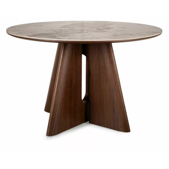 Стол обеденный кухонный Alzano Ceramic ø120 см МДФ + керамика Белый / Орех каркас 1