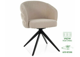 Стул кухонный обеденный мягкий Ores Светло-бежевая ткань / Черный каркас