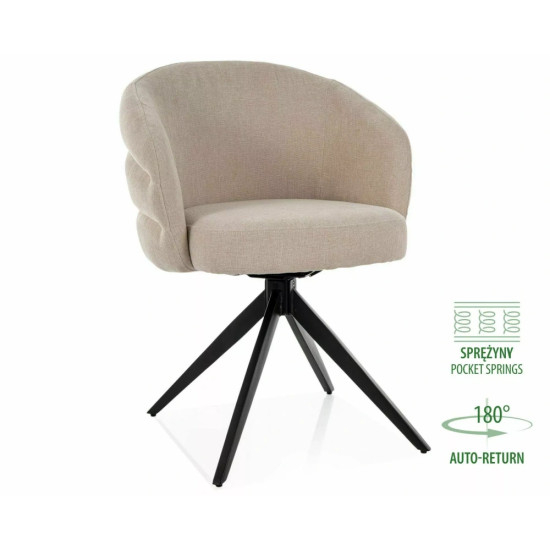 Стул кухонный обеденный мягкий Ores Светло-бежевая ткань / Черный каркас 1