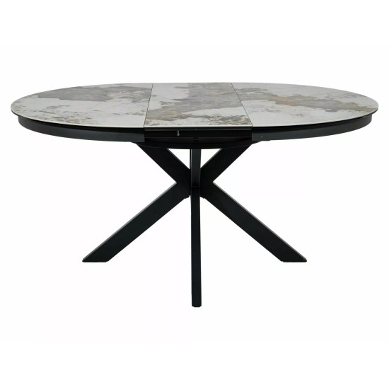 Стол обеденный кухонный складной Porto Ceramic (120–160)×120 см Керамика Белый / Черный каркас 5