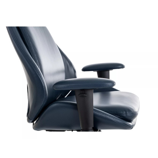 Кресло офисное компьютерное поворотное Q-092 Темно-синяя экокожа / Черный каркас 4